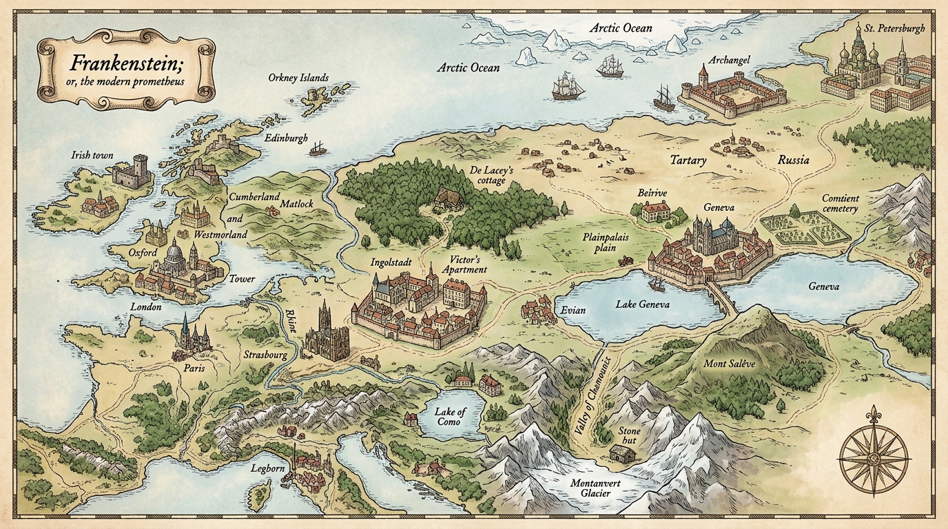 Map: Frankenstein; or, The Modern Prometheus